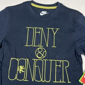 Nike LeBron Deny & Conquer Shirt Mens Small Black Basketball Tee LBJ Graphic